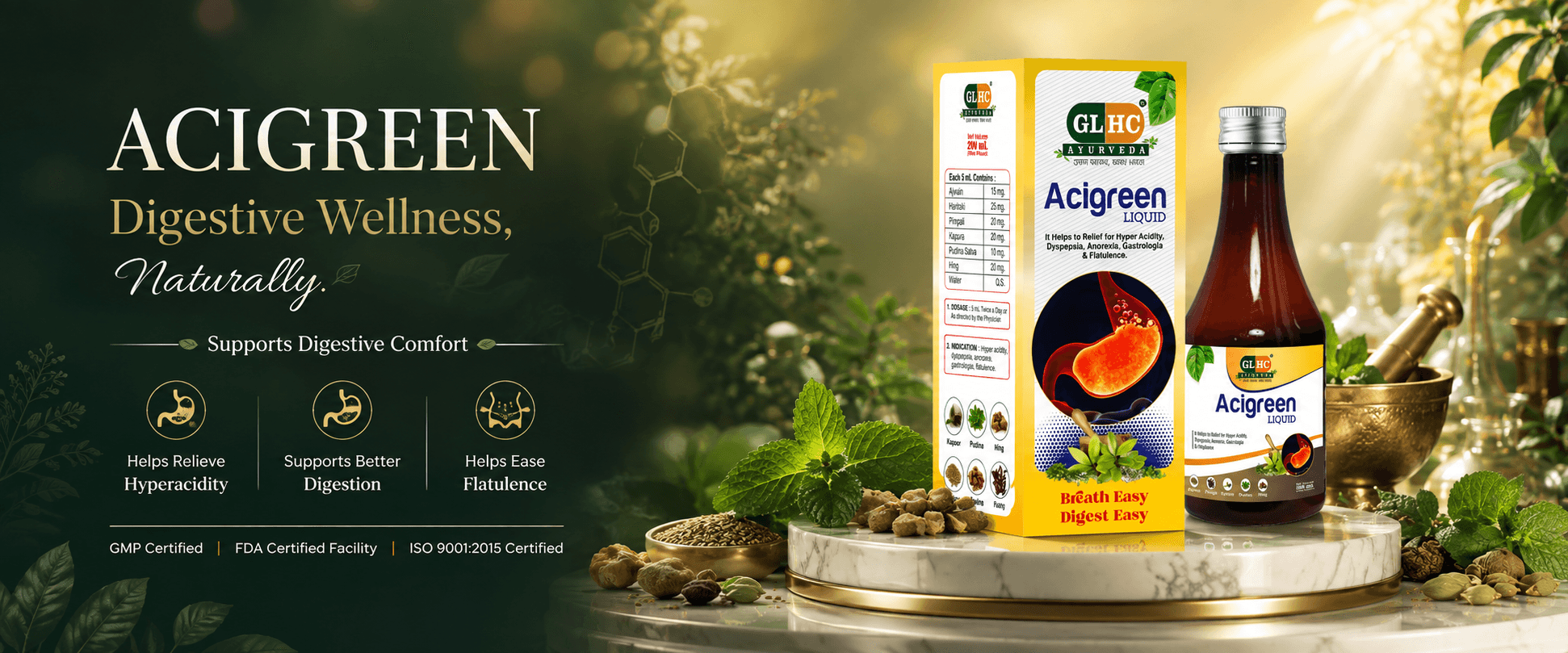 GLHC Acigreen Liquid Hero Banner — Digestive Wellness, Naturally